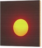 The Sun In Forest Fire Smoke Haze Wood Print