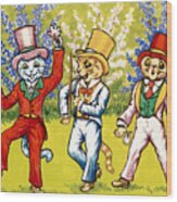 Three Cats Performing A Song And Dance Act Wood Print