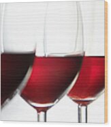 Three Glasses Of Red Wine, Isolated Wood Print
