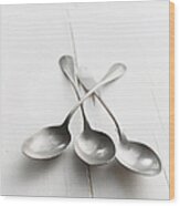 Three Spoons, Close Up Wood Print