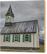 Tiny Church Of Iceland Wood Print