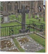 Tombstones And Graves At Elgin Cathedral Wood Print