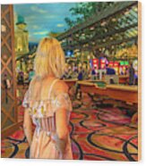 Tourist Woman In Casino Wood Print