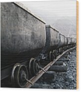 Train In Coal Mine Wood Print