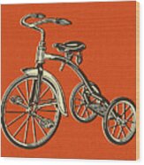 Tricycle On Red Background Wood Print