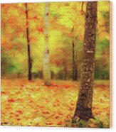 Triple Golden Autumn Ap Wood Print