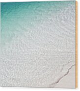 Tropical Beach Shoreline With Blue Water Wood Print