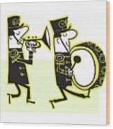 Trumpeter And Drummer In Parade Wood Print