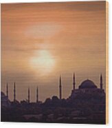 Turkey, Istanbul, Blue Mosque And Hagia Wood Print