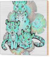 Turquoise Leopards Wood Print