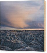 Twilight Over Badlands Wood Print