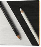 Two Drawing Pencils On A Black And White Surface. Wood Print