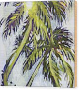 Two Palm Sketch Wood Print