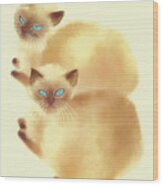 Two Siamese Cats Wood Print