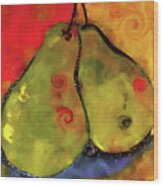 Two Twirly Pears Painting Wood Print