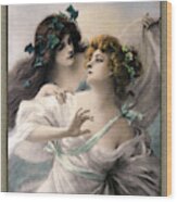 Two Virgins By Edouard Bisson Wood Print