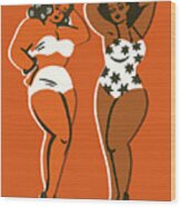 Two Women In Bathing Suits Wood Print