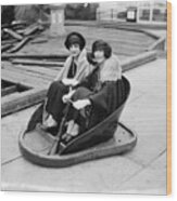 Two Women Riding In A Bumper Car Wood Print