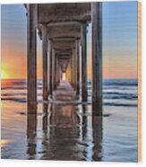 Under Scripps Pier At Sunset  ..autographed.. Wood Print