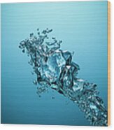 Underwater Bubbles - Oxygen Water Blue Wood Print