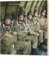 U.s. Army Airborne Paratroopers In C-47 Wood Print