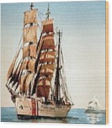 Us Coastguard Tall Ship Wood Print