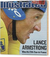 Us Postal Service Team Lance Armstrong, 2003 Tour De France Sports Illustrated Cover Wood Print