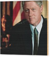 Us President Bill Clinton Wood Print