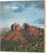 Usa, Arizona, Sedona, Rock Formation At Wood Print