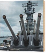 Uss Missouri Guns Wood Print