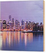 Vancouver City Skyline In Canada Wood Print