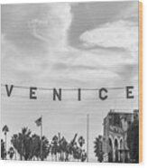 Venice Beach Sign Wood Print