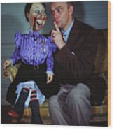Ventriloquist And Puppet Wood Print