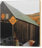 Vermont Covered Bridge In Autumn Wood Print