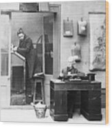 Victorian Office With Boss And Clerk Wood Print