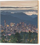 View Of Downtown Vancouver Wood Print