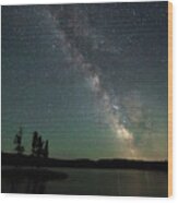 View Of Lake And Stars At Night, Thompson Okanagan, Penticton, British Columbia, Canada Wood Print