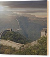 View Of The Great Wall At Mutianyu Wood Print