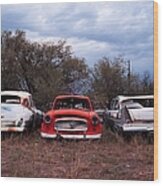 Vintage Cars Abandoned In New Mexico Wood Print