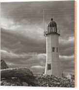 Vintage Image Of Scituate Lighthouse Wood Print