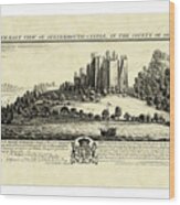 Vintage Oystermouth Castle Wood Print