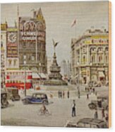 Vintage Piccadilly Circus London Wood Print