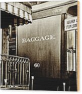 Vintage - Railroad Baggage Car - B W Wood Print