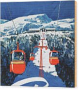 Vintage Ski Poster Vermont Wood Print