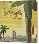 Vintage Travel Poster - Los Angeles Wood Print