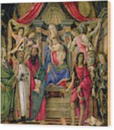 Virgin And Child With Saints From The Altarpiece Of San Barnabas, Wood Print