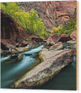 Virgin River In Zion National Park Wood Print