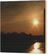Washington Sunrise Silhouette Wood Print
