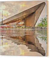 Water Reflection Central Station Rotterdam Wood Print