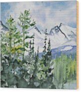 Watercolor - Brainard Lakes Winter Landscape Wood Print
